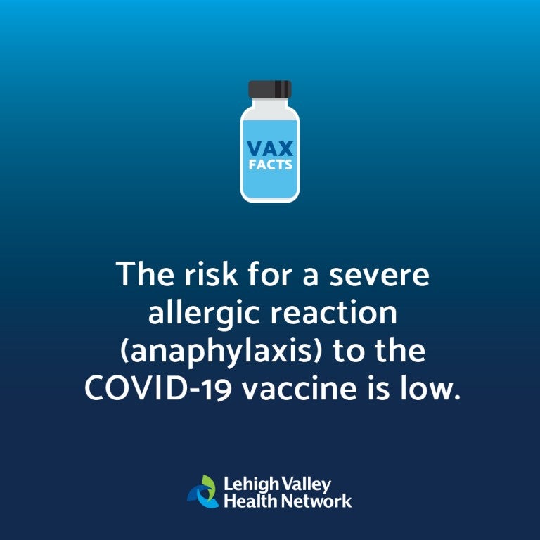 Risk for Allergic Reaction to COVID19 Vaccine Low